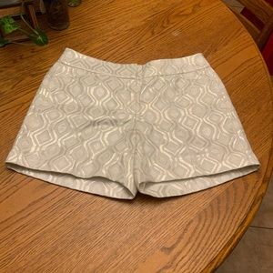 White House Black Market Cream Patterned Shorts